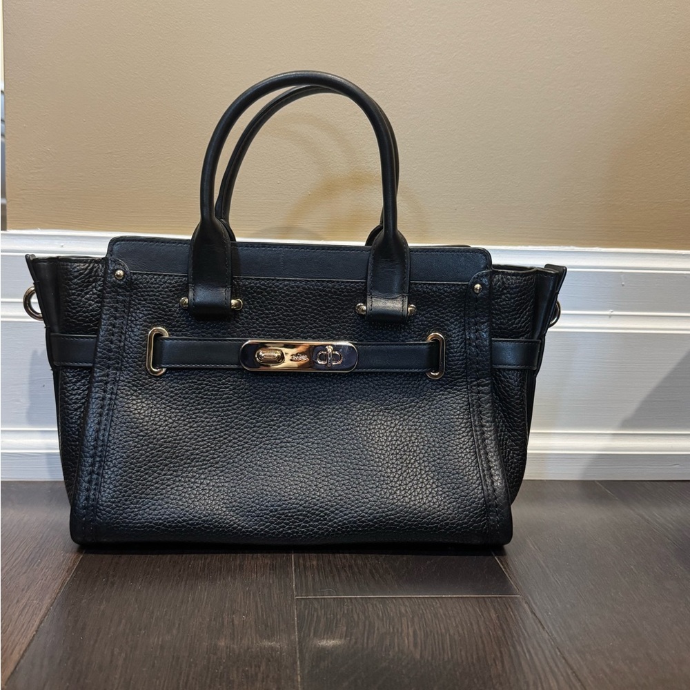 πCoach Black Leather Satchel - Picture 1 of 12